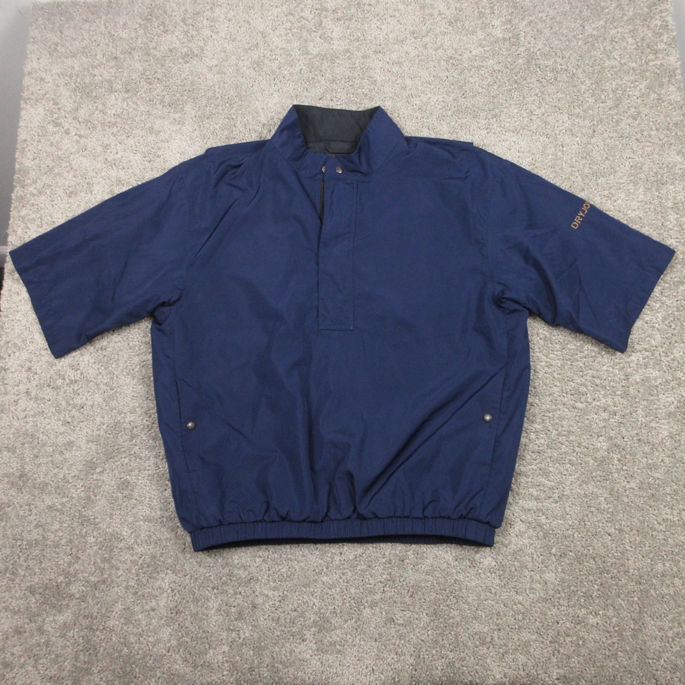 FootJoy Jacket Mens Large Blue DryJoys Windbreaker 1/4 Zip Pullover Rain Coat